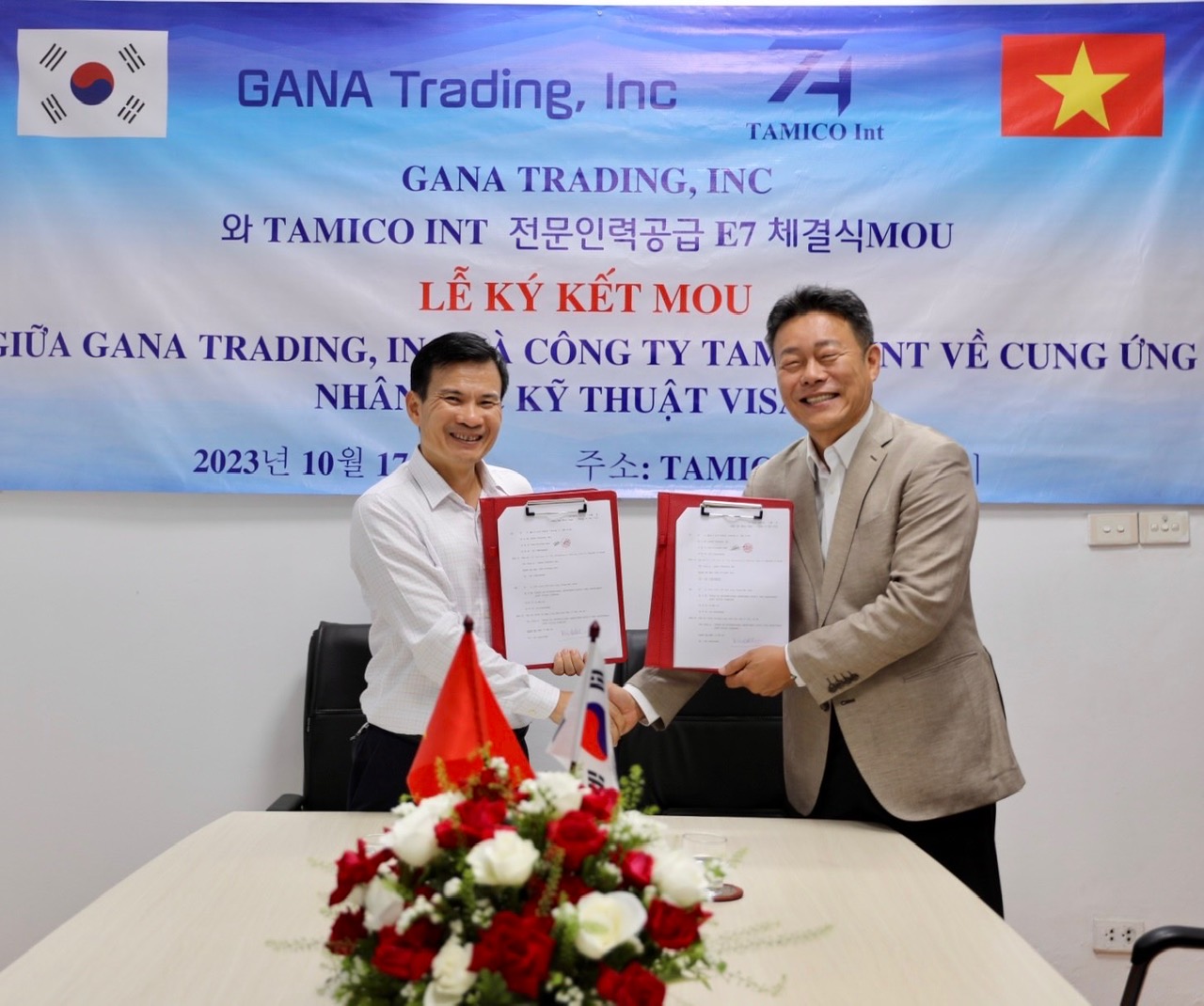 Buổi ký kết hợp tác với GANA TRADING, INC về cung ứng nhân lực kỹ thuật Visa E7